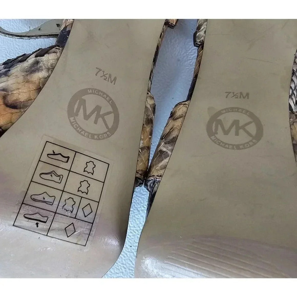 Michael Kors JET SET 6 Odessa 7.5 M Leather Snake Print Buckle HEELS Sandals - Picture 9 of 9